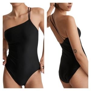 Madewell Black One-Shoulder Swim One Piece